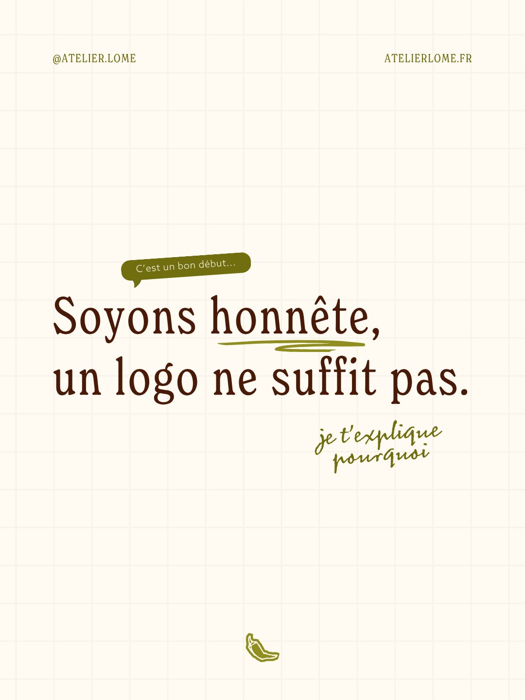 Ton logo n’est qu’une pièce du puzzle. 🧩
Une pièce essentielle, c'est certain. Mais si tu veux qu'on se souvienne de toi, il te faut le puzzle complet : la réflexion, les couleurs, les typographies, les images, les illustrations, le ton de voix. Il te faut un système où chaque élément travaille les uns avec les autres.
C'est ce système qui créer une émotion chez tes clients, qui assoit ta posture de professionnelle et qui te rend reconnaissable sur tous tes supports. C'est lui qui fait qu'on se souvient de toi.
Alors, ton image de marque, elle en est où aujourd'hui ?
Pour faire le point sur ton identité visuelle, je t'ai préparé un auto-diagnostic gratuit. 5 piliers, 20 points et seulement 10 minutes pour vérifier si ton image est à la hauteur de ton expertise.
💌 Commente CHECKLIST et je te l'envoie directement en DM.
—
Salomé, graphiste freelance à Strasbourg.
Je pimente ta marque pour la rendre inoubliable ! 🌶️
—
#branding #identitévisuelle #stratégiedemarque #directionartistique #graphistestrasbourg
identité visuelle complète • système de marque • stratégie de marque • direction artistique • charte graphique • graphiste Strasbourg • cohérence visuelle • logo • logotype • déclinaison • graphiste • directrice artistique • Strasbourg • Alsace